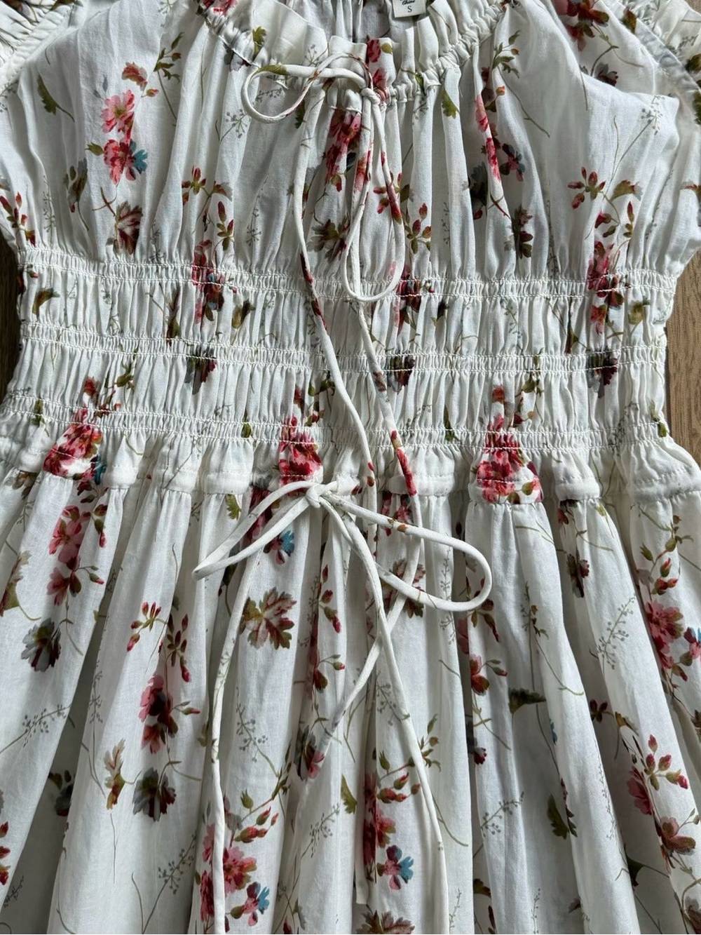 Doen Emmaretta Floral Shirred Organic Cotton Voile Dress, XS S M L - Picture 5 of 9